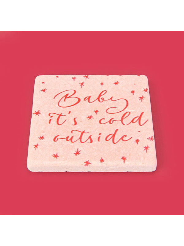 Evidea Kitchen Baby It's Cold Outside Taş Bardak Altlığı - Renkli - 10x10 cm