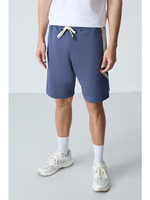 Tommylife Petrol Pamuklu Kalın Yumuşak Dokulu Standart Fit Basic Erkek Şort  - 81281