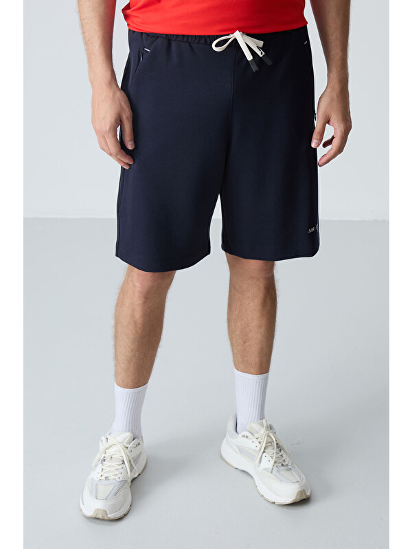 Tommylife Lacivert Pamuklu Kalın Yumuşak Dokulu Standart  Fit Basic Erkek Şort  - 81276