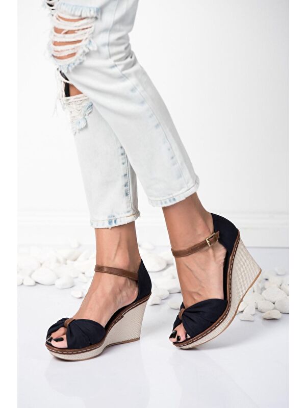 9674040505 Lacivert Dolgu Taban Kadın Ayakkabı - Görsel 2