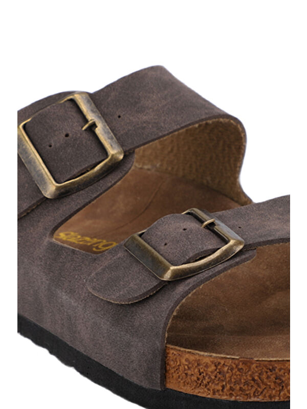 LENS Unisex Terlik Kahve Nubuk - Görsel 5