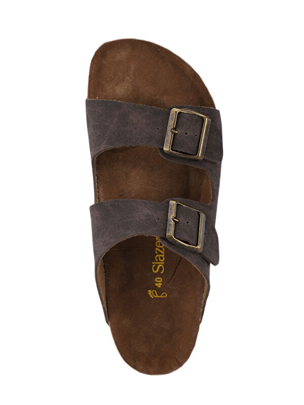 LENS Unisex Terlik Kahve Nubuk - Görsel 6