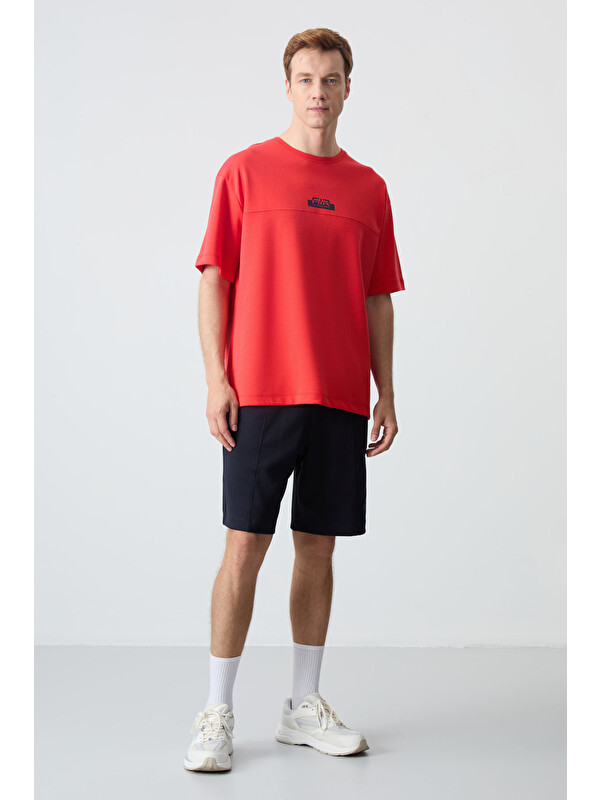 Air Jones Fiesta - Lacivert Pamuklu Kalın Yumuşak Dokulu Oversize Fit Basic Erkek Şort Takım - 85259