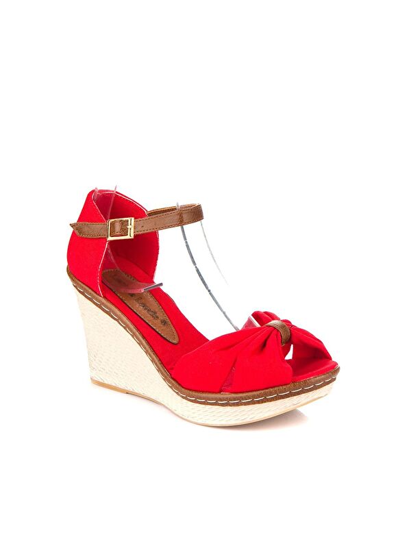 9674040505 Kırmızı Dolgu Taban Kadın Ayakkabı - Görsel 4