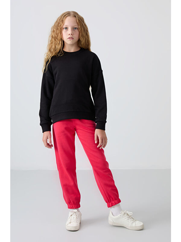 Tommylife Viva Kırmızı Pamuklu İçi Tüylü Yumuşak Dokulu Standart Fit Nakışlı Kız Çocuk Eşofman Alt - 75158
