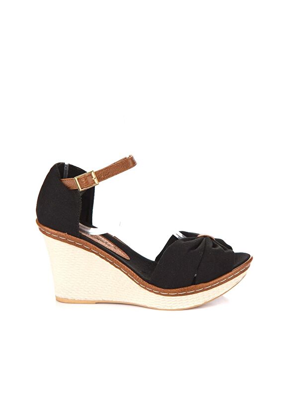 9674040505 Siyah Dolgu Taban Kadın Ayakkabı - Görsel 4