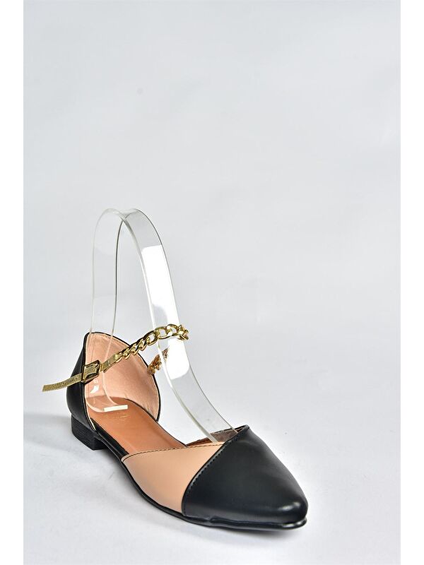 Fox Shoes Siyah Fox Shoes Taba Kadın Babet
