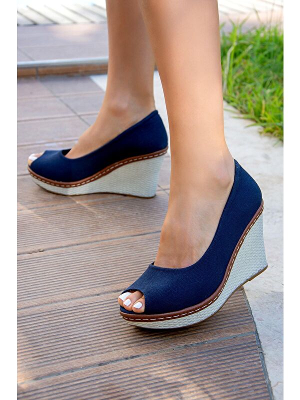 9674040305 Lacivert Dolgu Taban Kadın Ayakkabı - Görsel 2