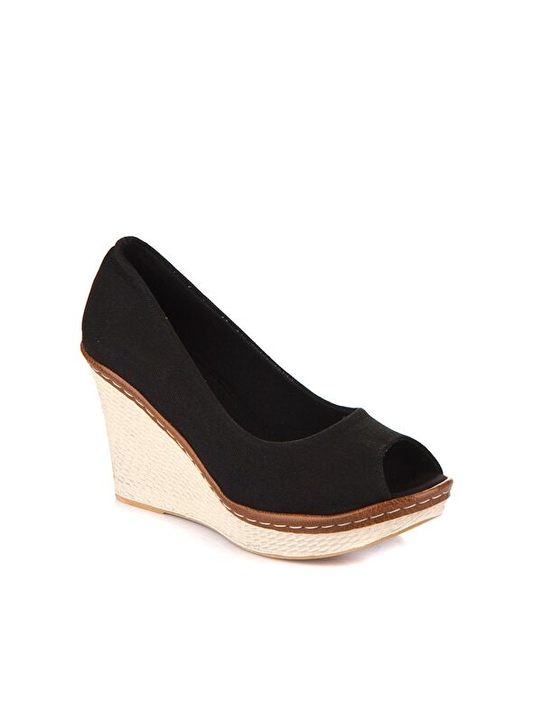 9674040305 Siyah Dolgu Taban Kadın Ayakkabı - Görsel 4