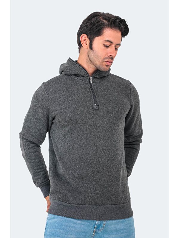 SLAZENGER BAHA  Erkek Kapüşonlu Sweatshirt Hoodie Antrasit