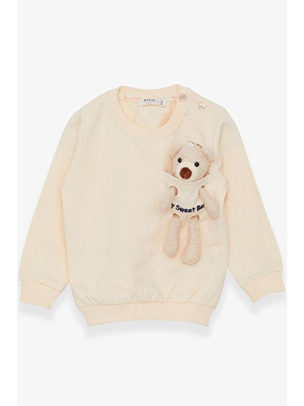 Breeze Kız Çocuk Sweatshirt Ayıcık Aksesuarlı Krem (1.5-5 Yaş)