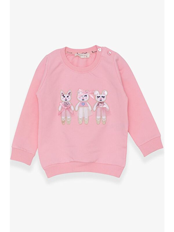 Breeze Kız Çocuk Sweatshirt Hayvancık Baskılı Pudra (1.5-4 Yaş)