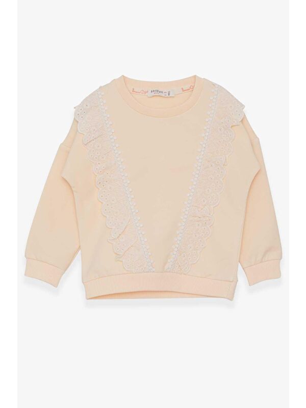 Breeze Kız Çocuk Sweatshirt Güpürlü Krem (1.5-5 Yaş)