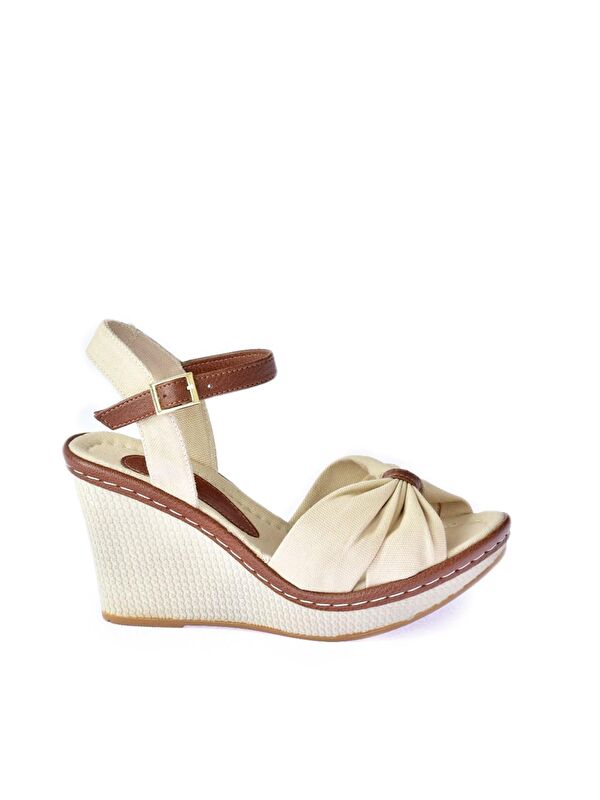 F674040405 Bej Dolgu Taban Kadın Ayakkabı - Görsel 6