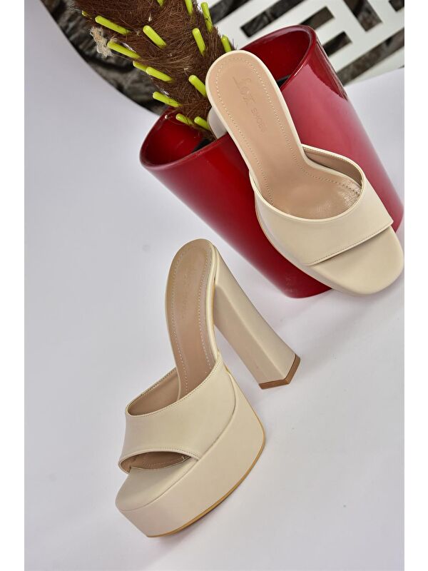 P404560604 Bej Kadın Terlik - Görsel 3