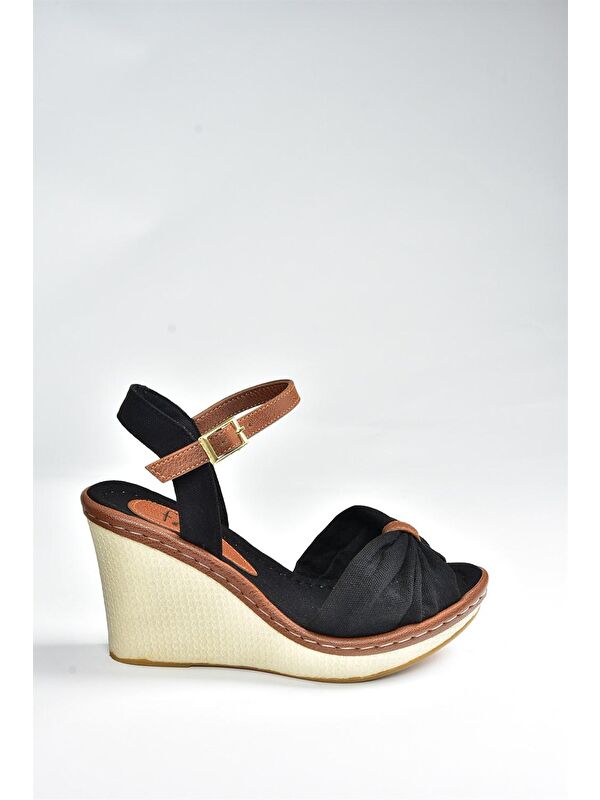 F674040405 Siyah Dolgu Taban Kadın Ayakkabı - Görsel 5