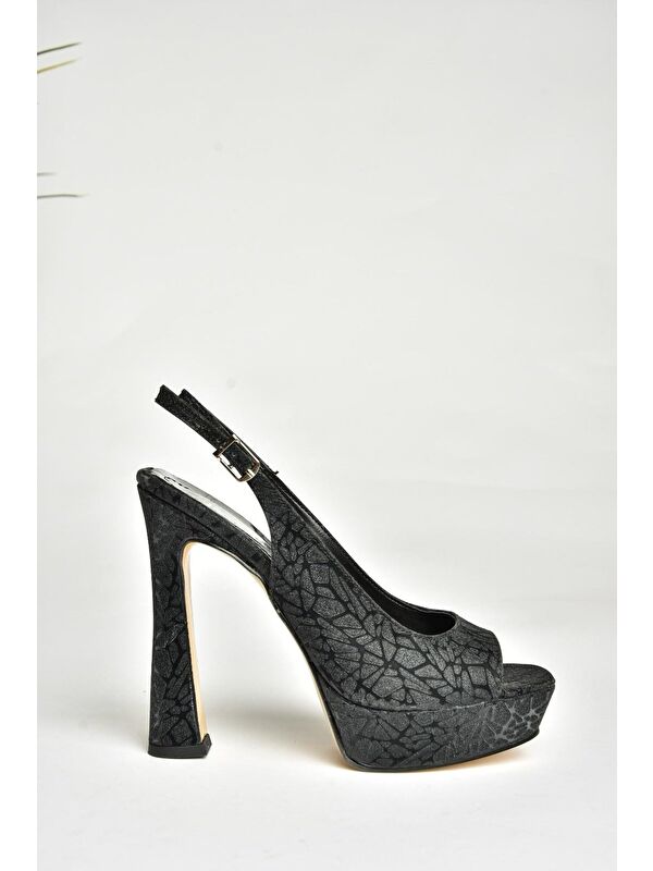 U2464830 Siyah Kadın Topuklu Ayakkabı - Görsel 2