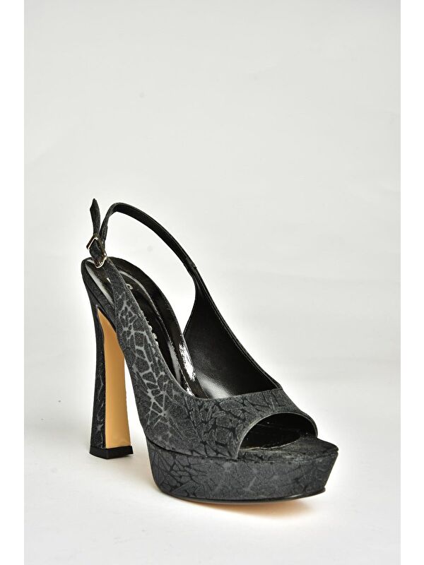 U2464830 Siyah Kadın Topuklu Ayakkabı - Görsel 3