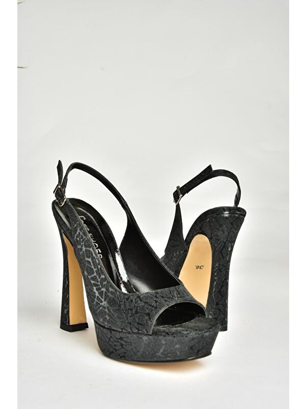 U2464830 Siyah Kadın Topuklu Ayakkabı - Görsel 4