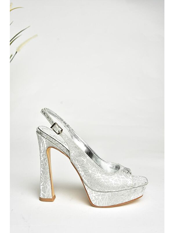 U2464830 Gümüş Kadın Topuklu Ayakkabı - Görsel 2