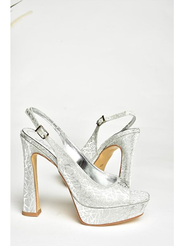 U2464830 Gümüş Kadın Topuklu Ayakkabı - Görsel 3
