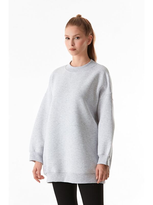 Fullamoda 3 İplik Basic Bisiklet Yaka Oversize Sweatshirt