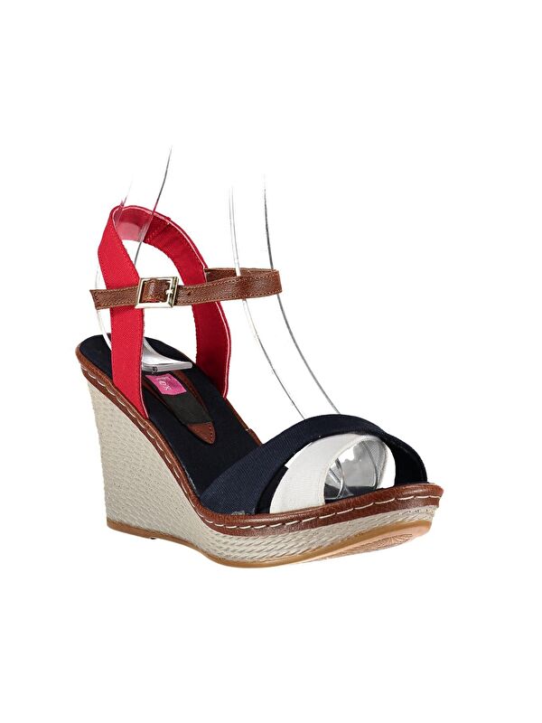 9674040205 Laci/Beyaz/Kırmızı Dolgu Taban Kadın Ayakkabı - Görsel 4