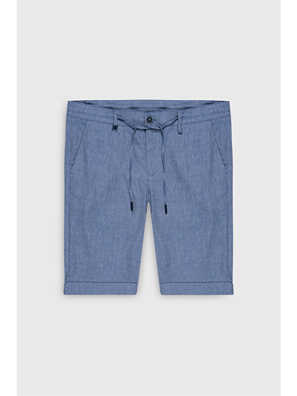 Altınyıldız Classics Erkek Lacivert Slim Fit Dar Kesim Yan Cepli Gofre Desenli Şort