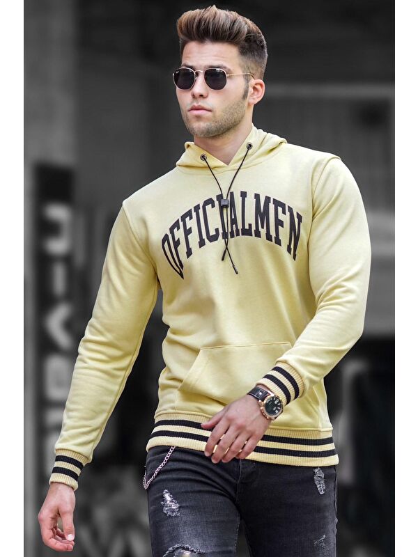 Madmext Sarı Kapüşonlu Erkek Hoodie 5287