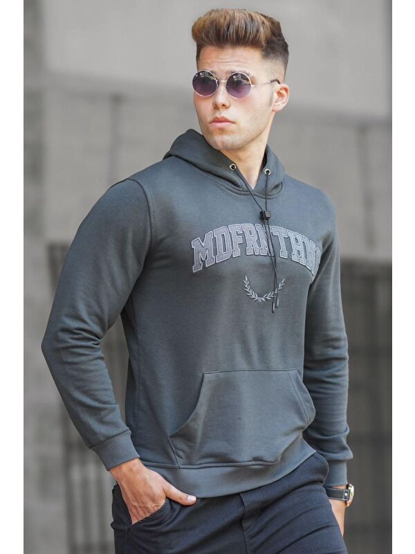 Madmext Füme Kapüşonlu Erkek Hoodie 5289