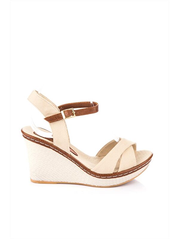 9674040205 Bej Dolgu Taban Kadın Ayakkabı - Görsel 3