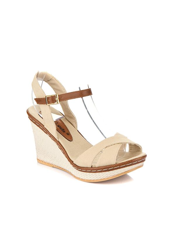 9674040205 Bej Dolgu Taban Kadın Ayakkabı - Görsel 4