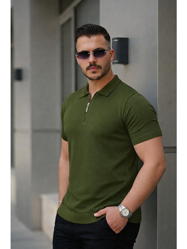 Comstar Erkek Fermuarlı Polo Yaka Slim Fit Triko Tişört