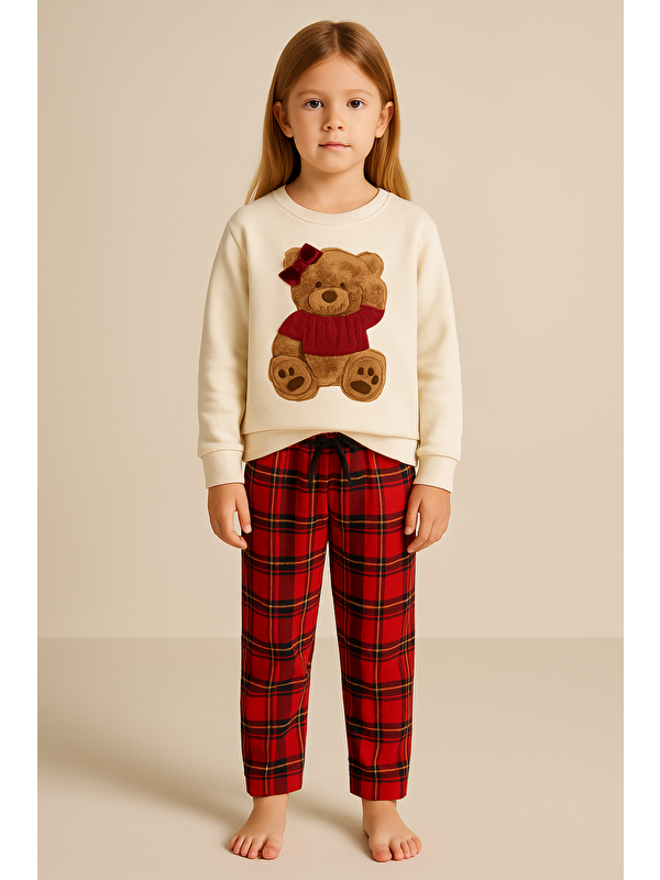 Katia And Bony Kız Çocuk Teddy Pantolon Pijama Altı Kırmızı