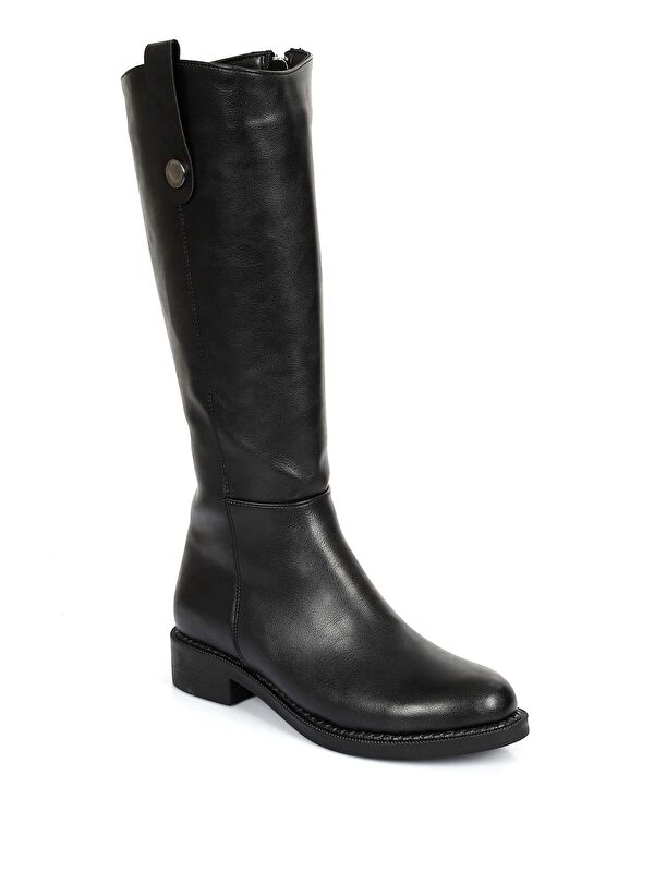 Yuvarlak Burun Topuklu Fermuarlı Kadın Günlük Çizme 35626 - Görsel 6