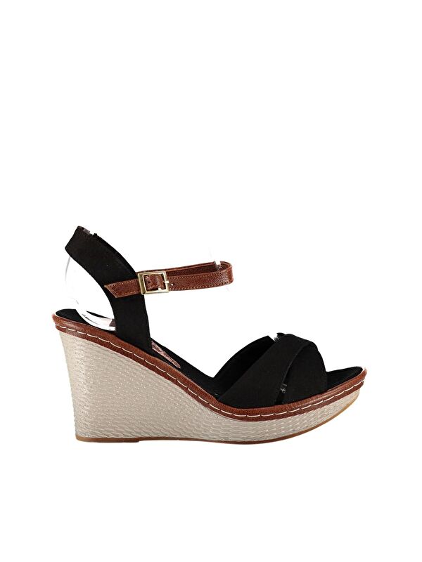 9674040205 Siyah Dolgu Taban Kadın Ayakkabı - Görsel 4