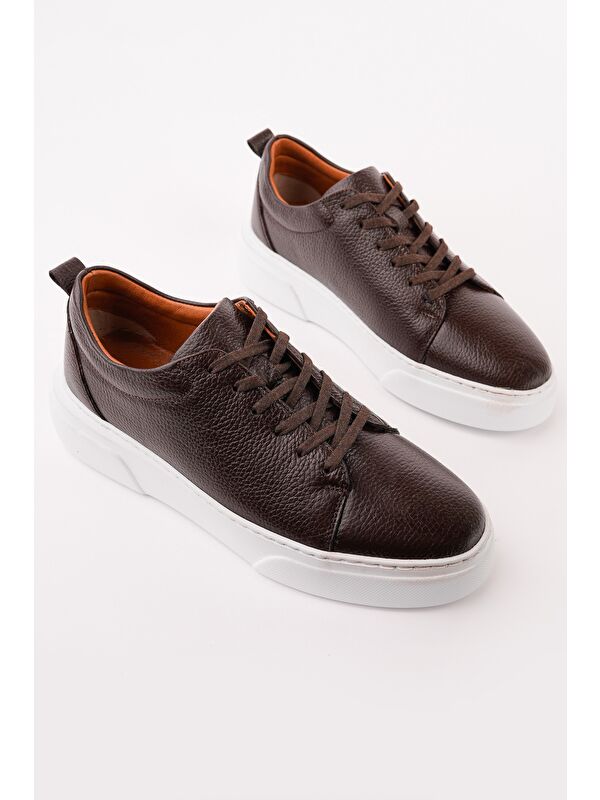 Muggo LEONS Hakiki Deri Erkek Kalın Taban Bağcıklı Günlük Casual Sneaker