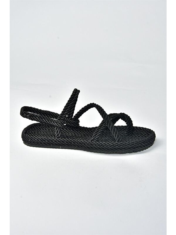 H596111604 Siyah Kadın Sandalet - Görsel 5