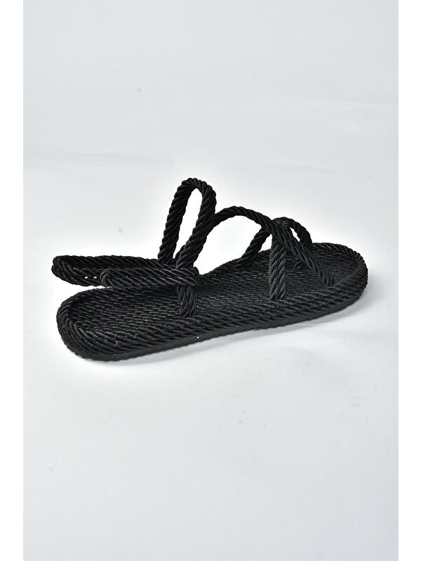 H596111604 Siyah Kadın Sandalet - Görsel 6