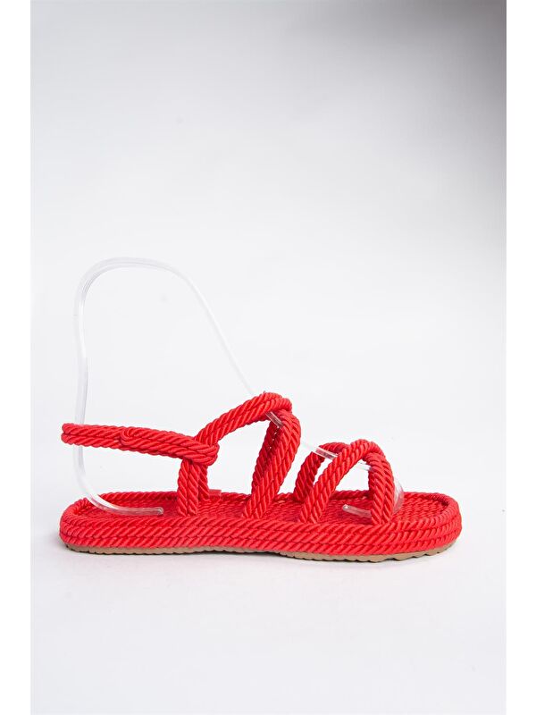 H596011704 Kırmızı Kadın Sandalet - Görsel 6