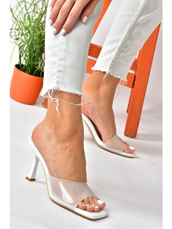 P590033209 Beyaz Kadın Terlik - Görsel 5