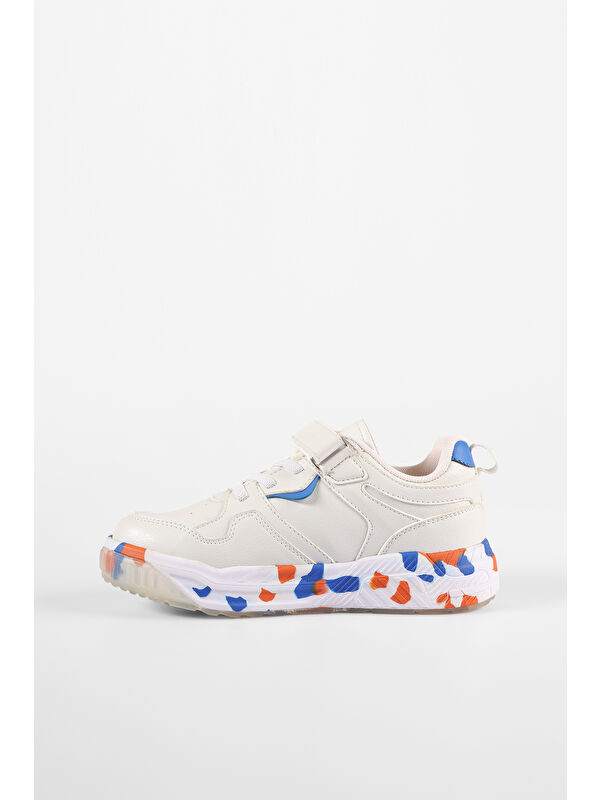 Monaco Hafif Erkek Okul Öncesi Beyaz/Saks Mavi Sneaker - Görsel 3