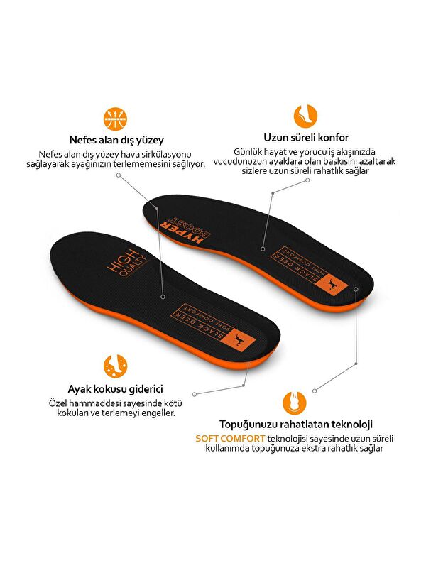 X30 Yumuşak Ortopedik Tabanlık Erkek Kadın Siyah - Görsel 4
