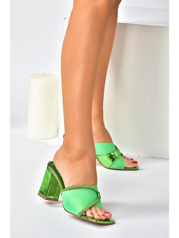 P820207523 Yeşil Kadın Terlik - Görsel 3