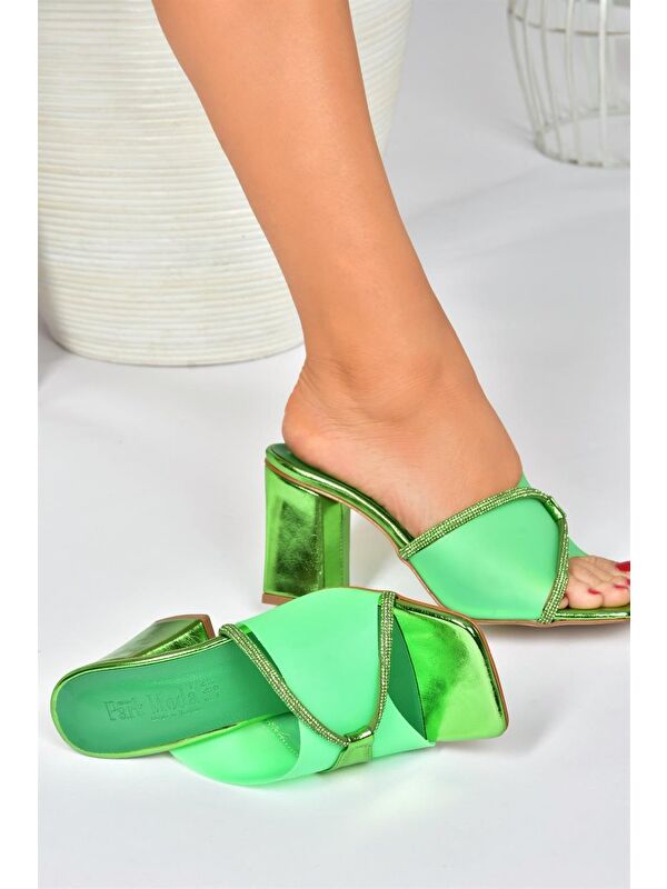 P820207523 Yeşil Kadın Terlik - Görsel 6
