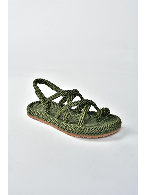 F470135104 Haki Kadın Sandalet - Görsel 2