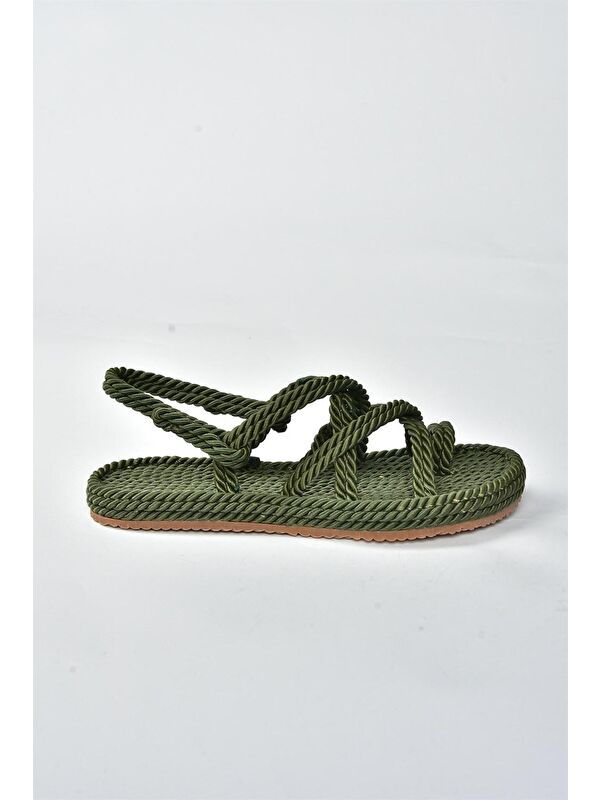 F470135104 Haki Kadın Sandalet - Görsel 3