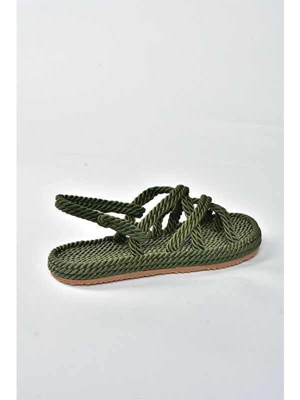 F470135104 Haki Kadın Sandalet - Görsel 7