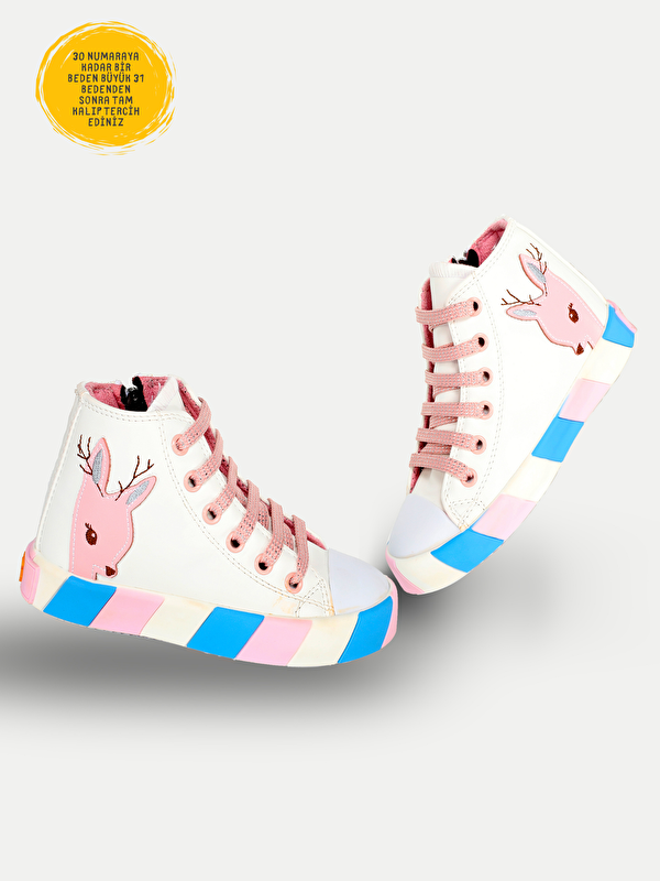 Ceylan Beyaz Ortopedik Destekli Kız Çocuk Sneakers - Görsel 4