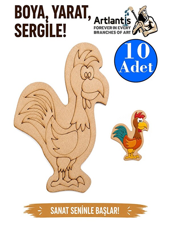 Artlantis Ahşap Boyama Hayvanlar 10 Adet 10x15 Set3 Hayvan Boyama Figürü Etkinlik Çocuk Gelişim Motor Beceri